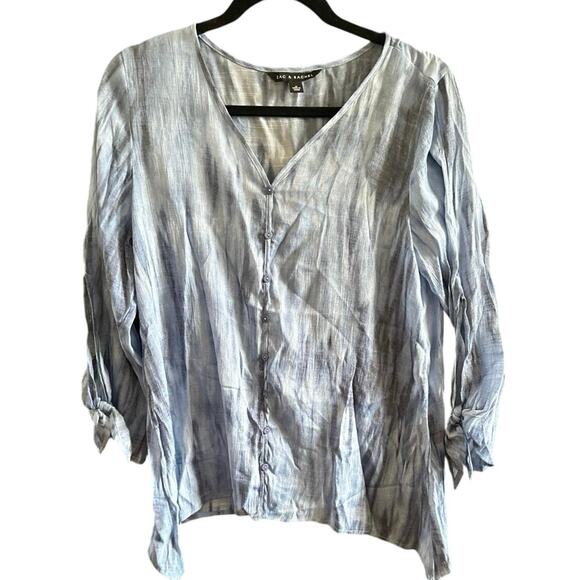 Zac‎ & Rachel Women’s Top Blouse Flowy Gray White Tye Dye Like Sz M - Picture 1 of 7